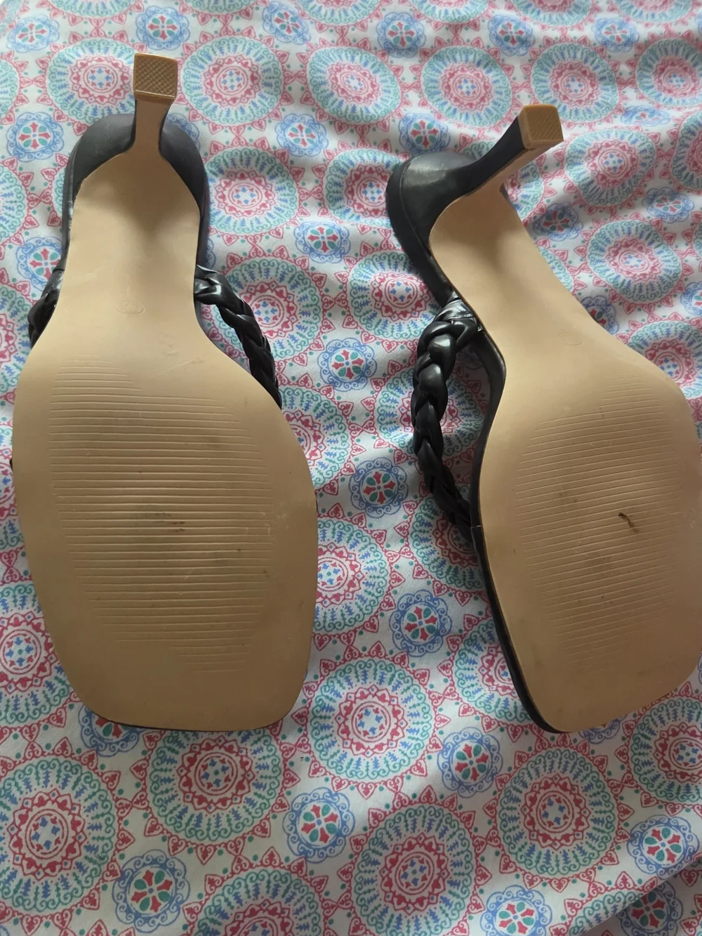 Black Braided Thong Sandals for Women